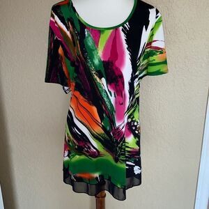 New w tags Avenue stained glass sheer hem shirt/top 3X/4X 26-28